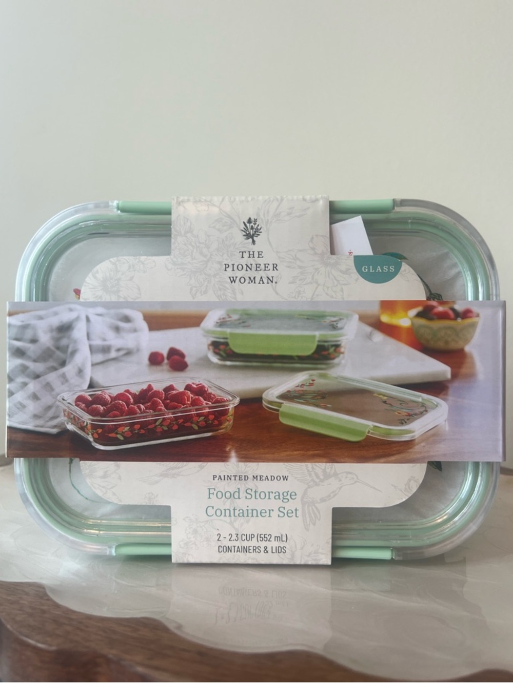 The Pioneer Woman Painted Meadow Glass Food Storage Set 4pc 2.3 Cup
